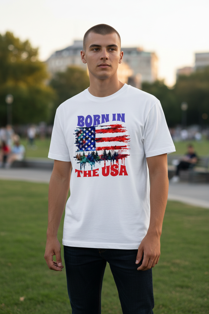 Born in the USA Classic Graphic Tee White Tees